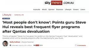 Steve Hui on Sky News — How to maximise frequent flyer points, August 2025