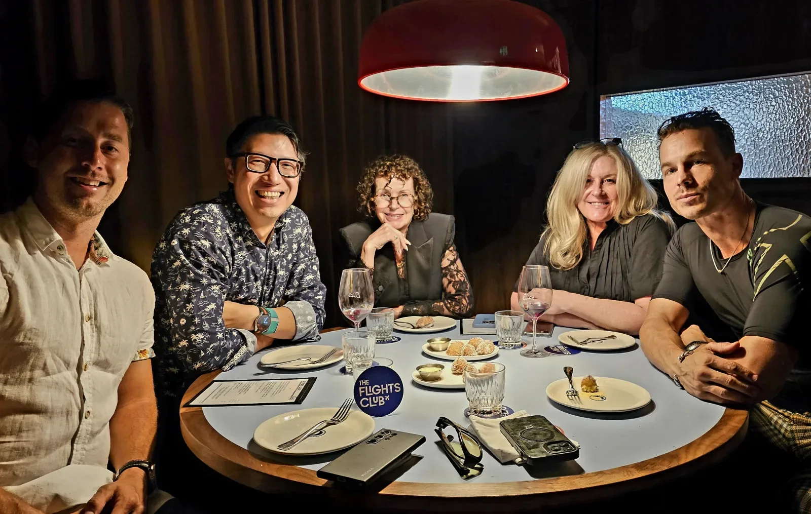 Steve Hui and Flights Club members at dinner in Melbourne